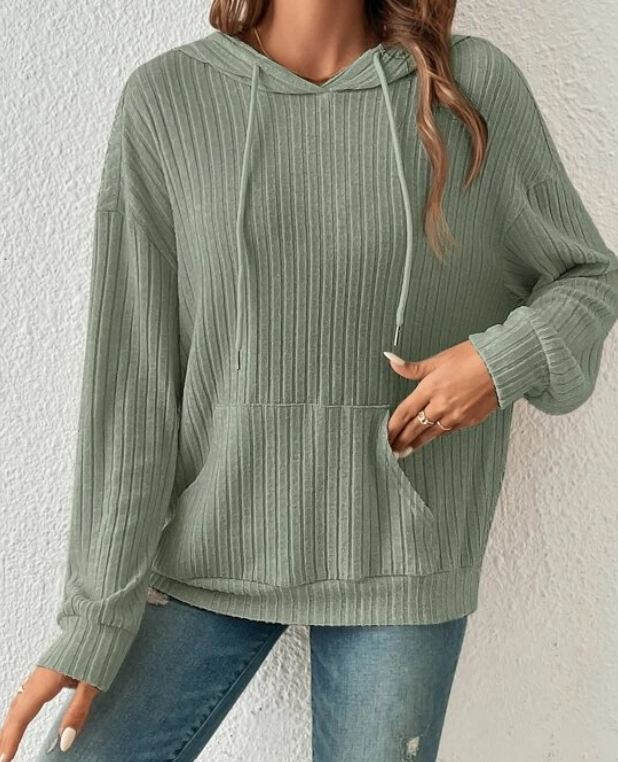Luca Sage Ribbed Hoodie