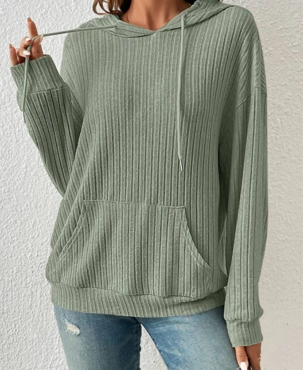 Luca Sage Ribbed Hoodie