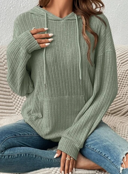 Luca Sage Ribbed Hoodie