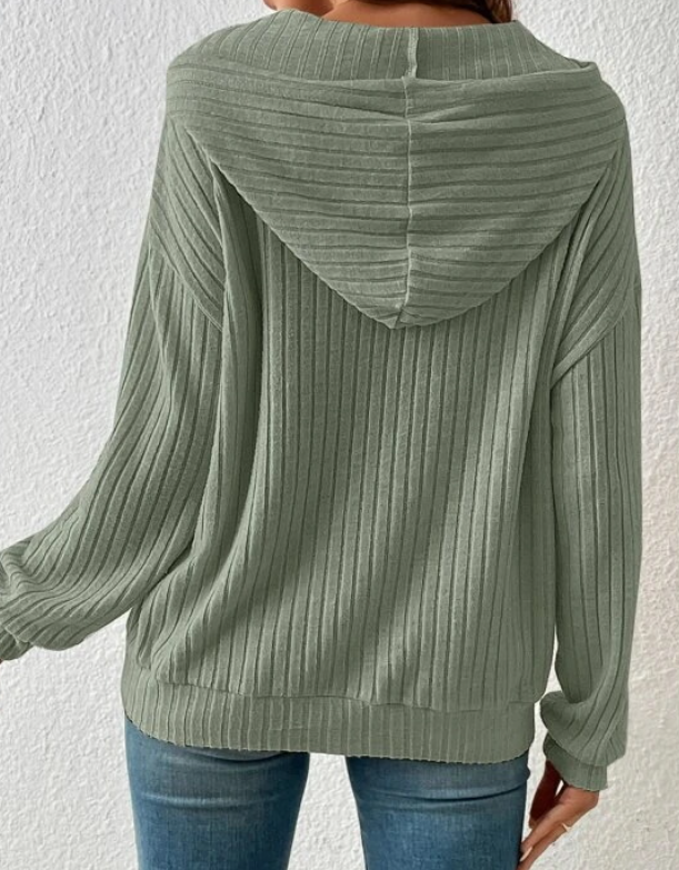 Luca Sage Ribbed Hoodie