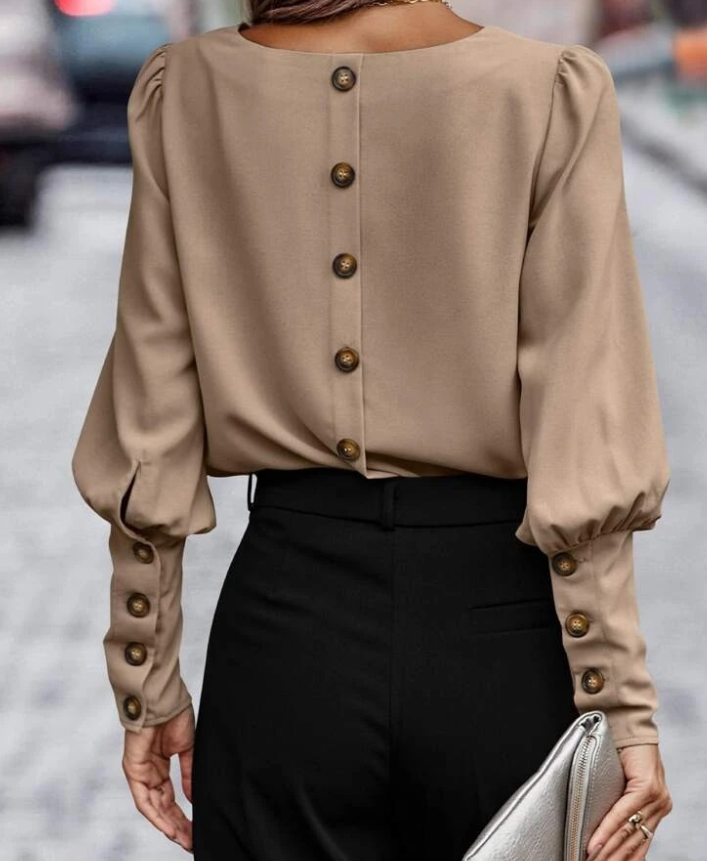 Marta Puff Sleeve Button Back Blouse