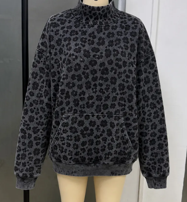 Deany Charcoal Wild Comfort Leopard Sweatshirt