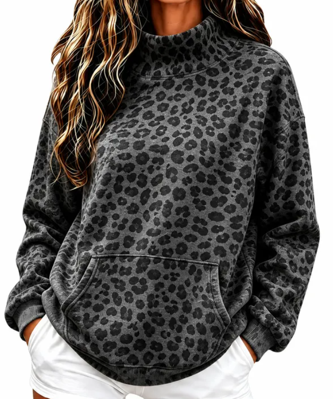 Deany Charcoal Wild Comfort Leopard Sweatshirt