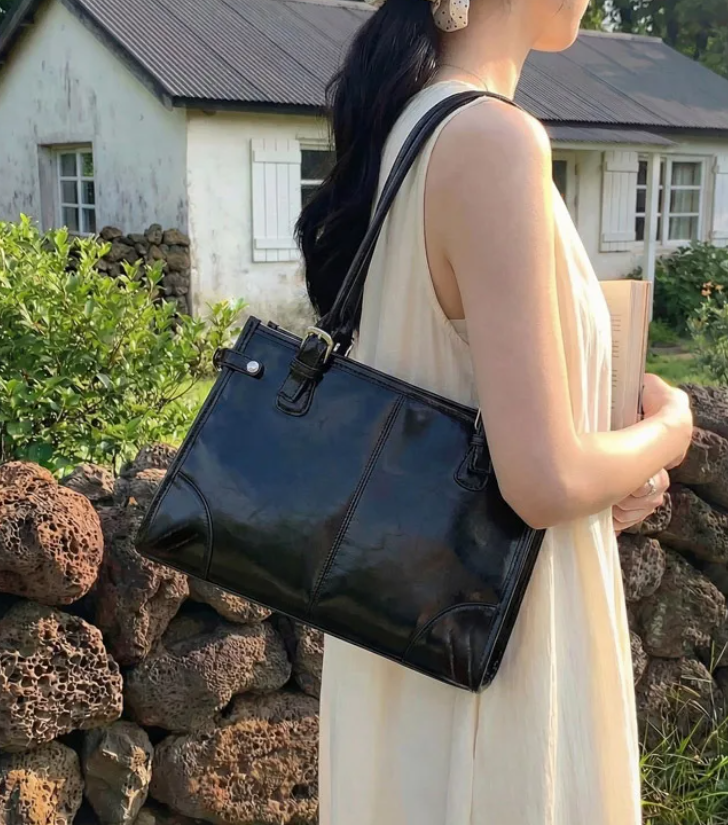 Sherri PU Leather Buckle Shoulder Bag - 2 Colors