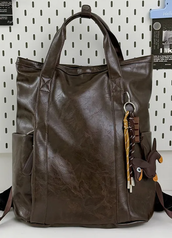 Chanae PU Leather Laptop Backpack - 2 Colors (No Bag Charm)