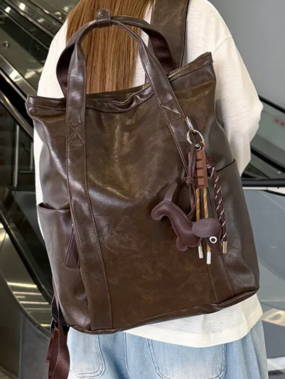 Chanae PU Leather Laptop Backpack - 2 Colors (No Bag Charm)