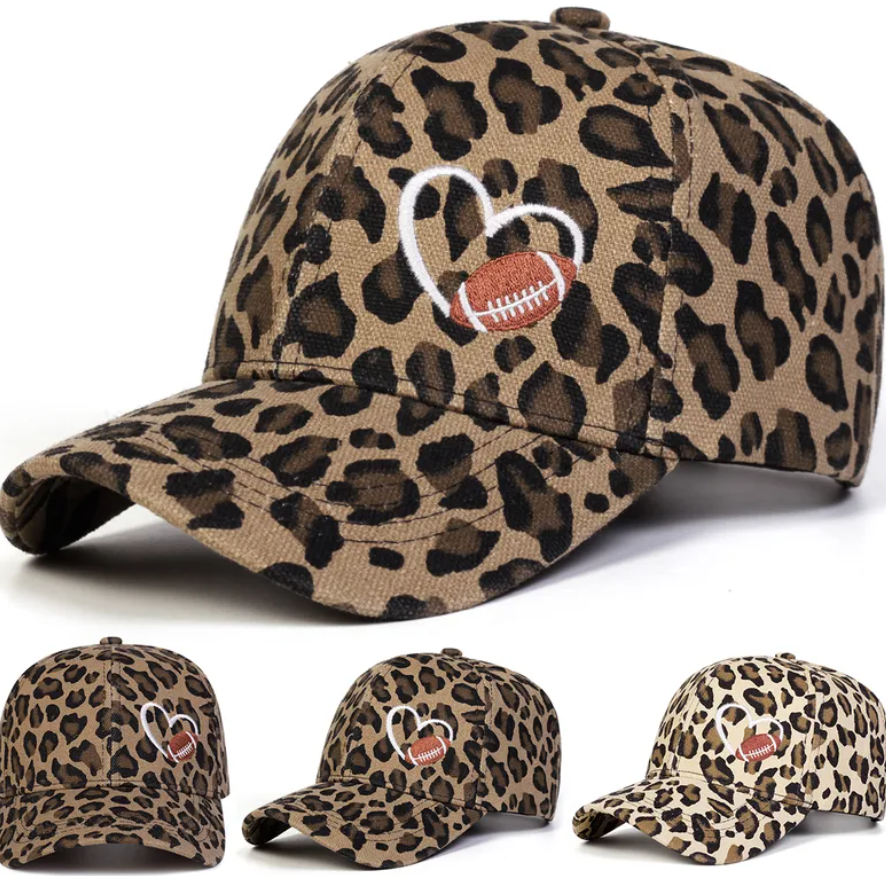 Football Heart Embroidered Baseball Cap - 2 Colors