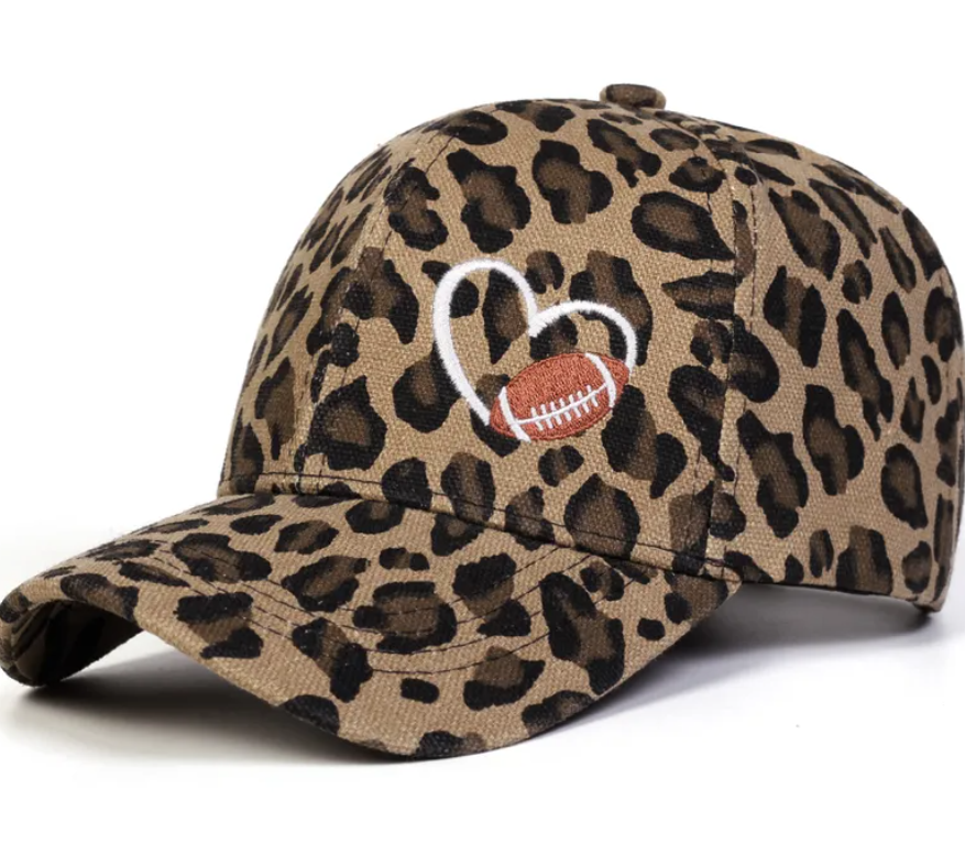 Football Heart Embroidered Baseball Cap - 2 Colors