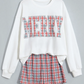 Green Plaid MERRY Holiday Long Sleeve Top and Shorts Set