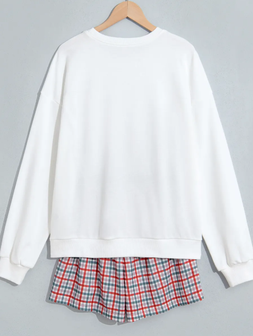 Green Plaid MERRY Holiday Long Sleeve Top and Shorts Set