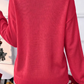 Racing Red Stitched Detail Christmas Tree Holiday Casual Sweater