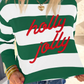 Green Holly Jolly Letter Embroidered Pullover Sweatshirt