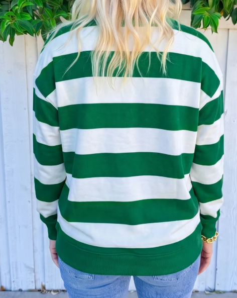 Green Holly Jolly Letter Embroidered Pullover Sweatshirt