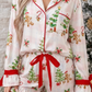 Pink Abstract Christmas Print Long Sleeve Two Piece Shift Lounge Set