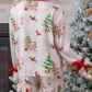 Pink Abstract Christmas Print Long Sleeve Two Piece Shift Lounge Set