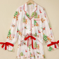 Pink Abstract Christmas Print Long Sleeve Two Piece Shift Lounge Set