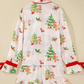 Pink Abstract Christmas Print Long Sleeve Two Piece Shift Lounge Set