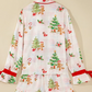 Pink Abstract Christmas Print Long Sleeve Two Piece Shift Lounge Set