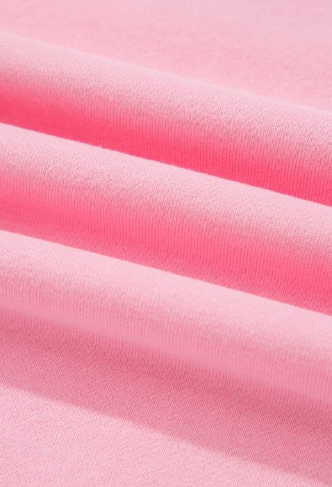 Agnes Pink Piping Trim Long Sporty Pullover Drawstring Elastic Waist Shorts Set