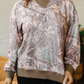 Cambree Brown Abstract Camo Print Color Block Detail Baggy Pullover Sweatshirt