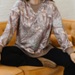 Cambree Brown Abstract Camo Print Color Block Detail Baggy Pullover Sweatshirt