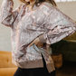 Cambree Brown Abstract Camo Print Color Block Detail Baggy Pullover Sweatshirt
