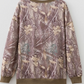 Cambree Brown Abstract Camo Print Color Block Detail Baggy Pullover Sweatshirt