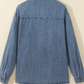 Raquel Sky Blue Color Block Pocket Detail Casual Button Down Denim Shirt