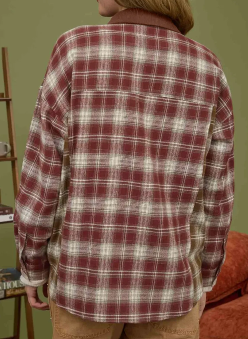Sacha Contrast Plaid Long Sleeve Button Down Shacket