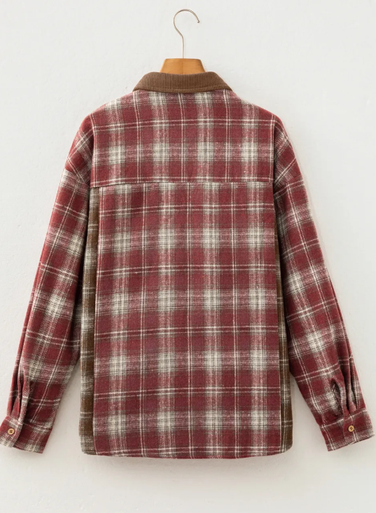 Sacha Contrast Plaid Long Sleeve Button Down Shacket