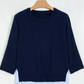 Letta Navy Blue Drop Shoulder Long Sleeve Striped Pullover Sweater