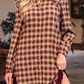 Maritsa Plaid Print Ruffled Long Sleeve Patchwork Hem Mini Shirt Dress