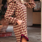 Maritsa Plaid Print Ruffled Long Sleeve Patchwork Hem Mini Shirt Dress
