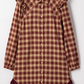Maritsa Plaid Print Ruffled Long Sleeve Patchwork Hem Mini Shirt Dress