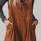 Tracie Tie V Neck Sleeveless Corduroy Romper