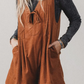 Tracie Tie V Neck Sleeveless Corduroy Romper