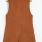 Tracie Tie V Neck Sleeveless Corduroy Romper