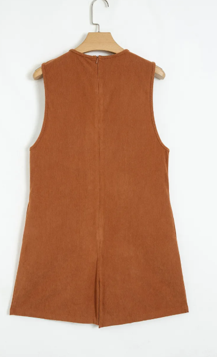 Tracie Tie V Neck Sleeveless Corduroy Romper