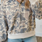 Jolena Casual Camouflage Collar Pullover Sweatshirt