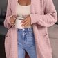 Vivien Light Pink Open Front Soft Fuzzy Ribbed Sweater Cardigan