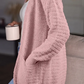 Vivien Light Pink Open Front Soft Fuzzy Ribbed Sweater Cardigan