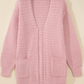 Vivien Light Pink Open Front Soft Fuzzy Ribbed Sweater Cardigan