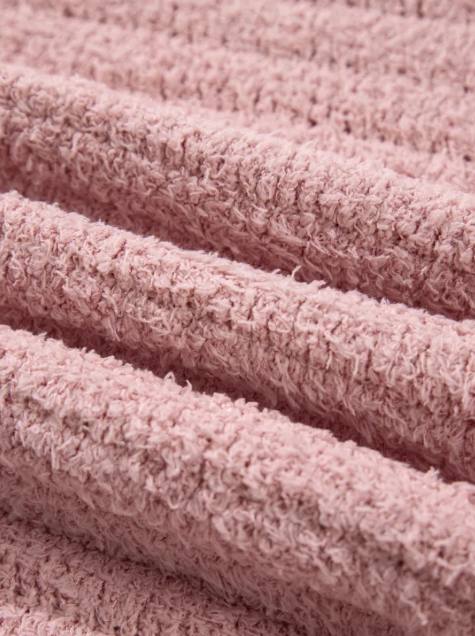 Vivien Light Pink Open Front Soft Fuzzy Ribbed Sweater Cardigan