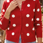 Allie Red Polka Dot Button Front Long Sleeve Sweater Cardigan
