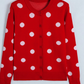 Allie Red Polka Dot Button Front Long Sleeve Sweater Cardigan
