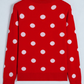 Allie Red Polka Dot Button Front Long Sleeve Sweater Cardigan
