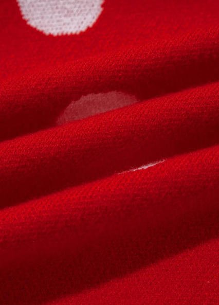Allie Red Polka Dot Button Front Long Sleeve Sweater Cardigan