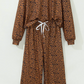 Rayanne Brown Leopard Print Long Sleeve Top Relaxed Pant Set