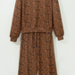 Rayanne Brown Leopard Print Long Sleeve Top Relaxed Pant Set