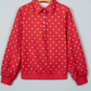 Lunette Red Polka Dot Print Metal Button Collar Casual Pullover Sweatshirt